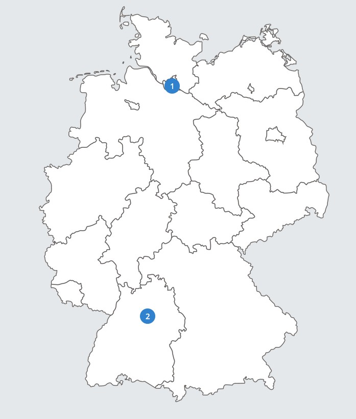 Deutschlandkarte mit Standorten